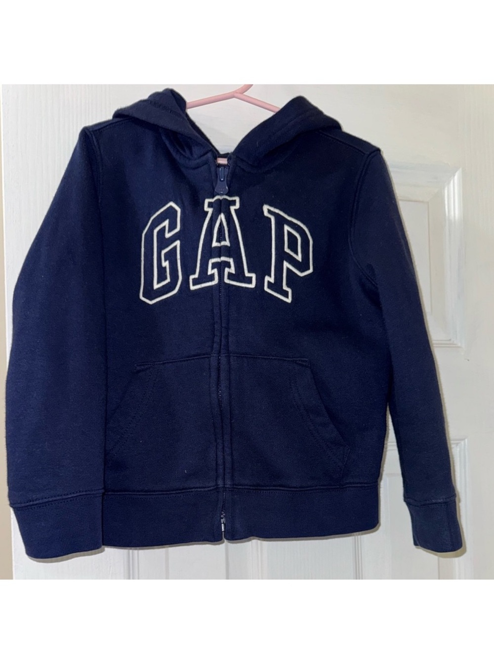 GAP Boys Navy Blue Logo Full Zip Fleece Hoodie Size 5